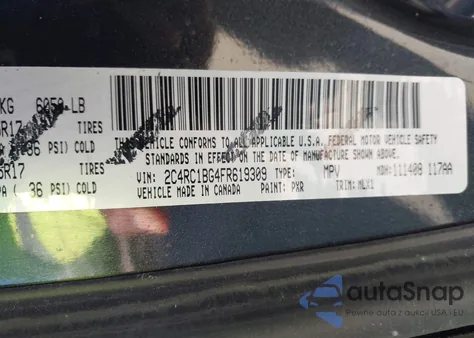 2015 Chrysler Town & Country Touring из США, поврежденный, VIN 2C4RC1BG4FR619309